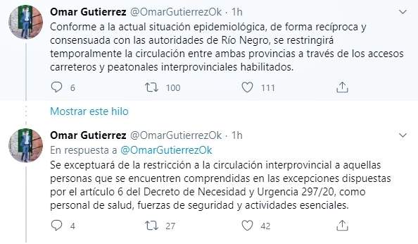 Los tuits del gobernador