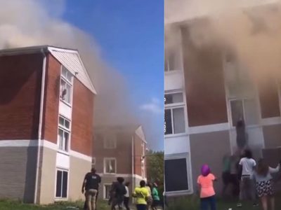 VIDEO: mujer lanza a su bebé por la ventana tras explosión en edificio