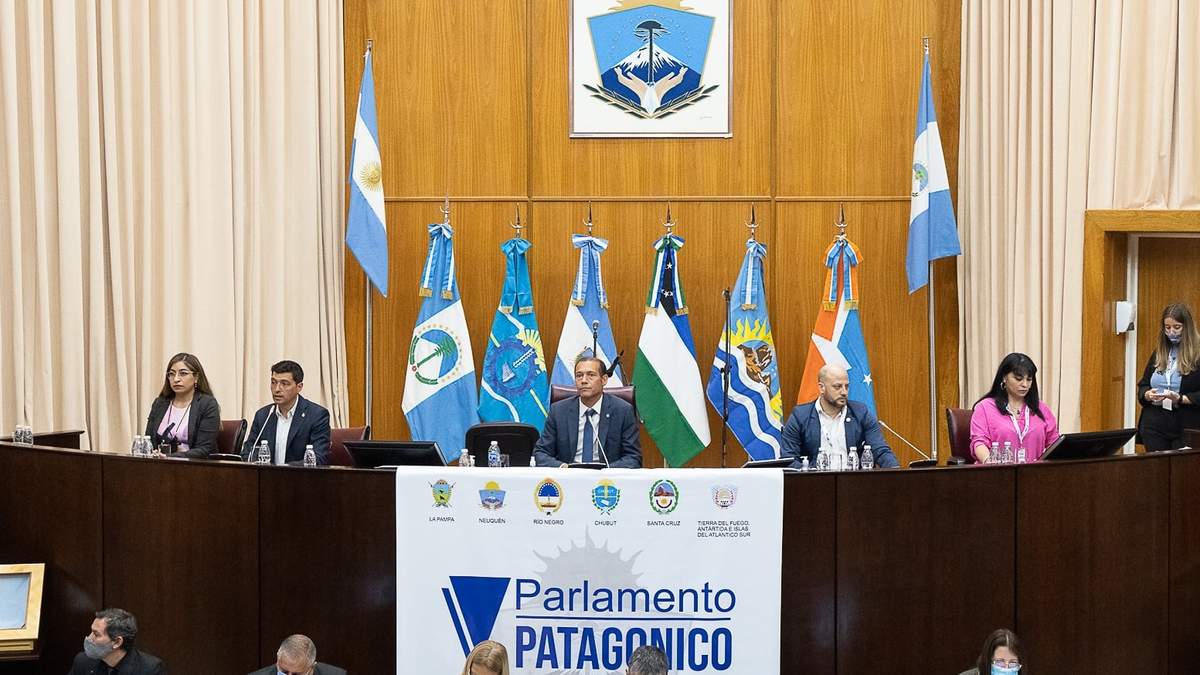 Marcos Koopmann encabezó la sesión del Parlamento Patagónico. Fuente: (Twitter)