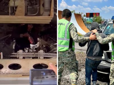 Un joven se brinca la barda del AICM y entra al tren de aterrizaje de un avión de Volaris (Video)