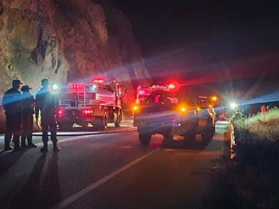 Fuerte operativo de bomberos por un incendio forestal en la ruta 40, cerca de San Martín de los Andes