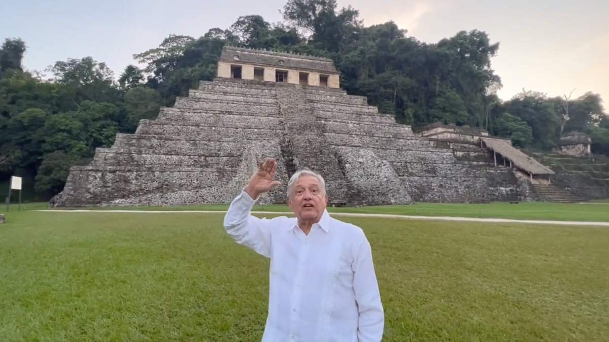 El presidente López Obrador en Palenque