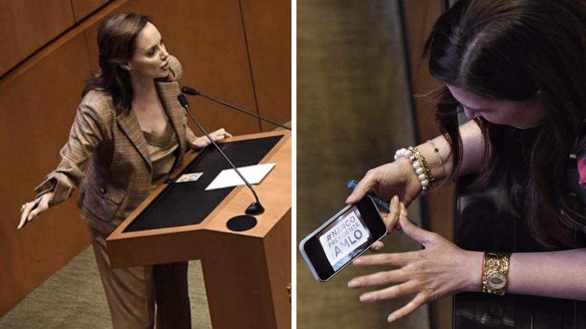 Lilly Téllez y Kenia López en la sesión del Senado
