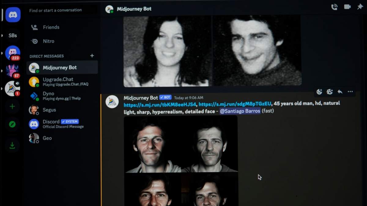 Imágenes de la pareja formada por María Eugenia González y Néstor Óscar Junquera y cómo se vería su hijo robado