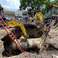 Reparan socavón en Coyoacán por megafuga de agua que provocó la CFE