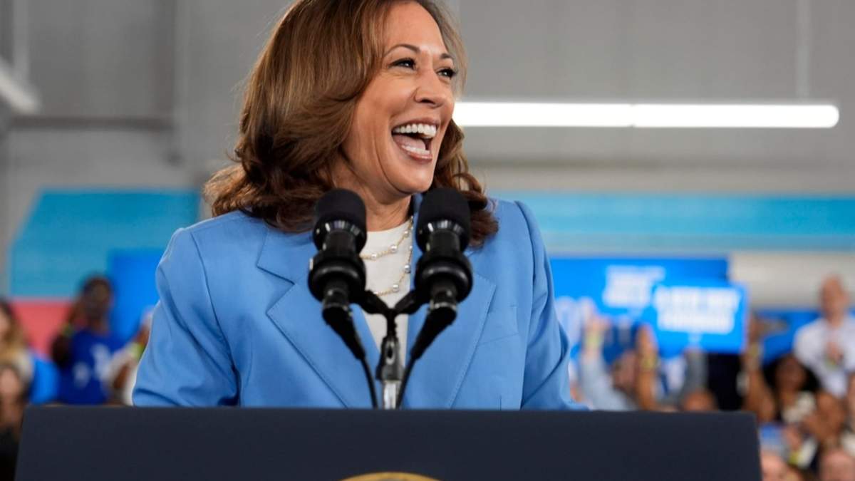 La candidata presidencial demócrata Kamala Harris en el campus Scott Northern Wake del Wake Tech Community College, en Raleigh, Carolina del Norte