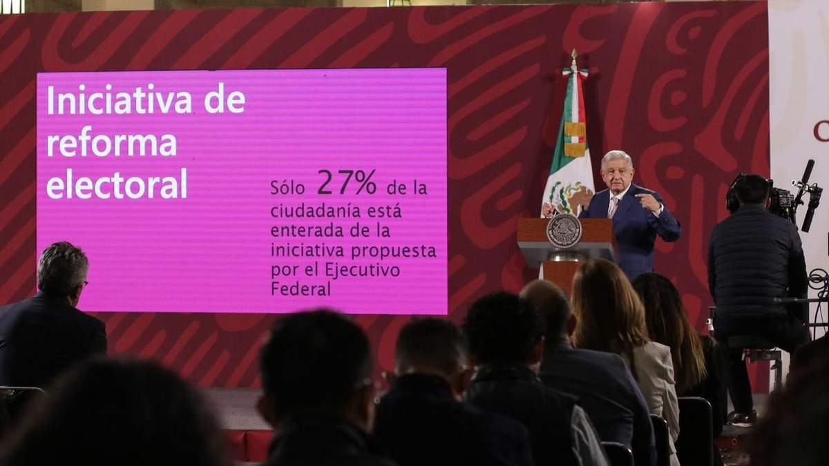 El presidente durante la conferencia de prensa en Palacio Nacional