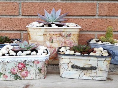 Con un trapo y esos envases y potes que ibas a tirar, creá esta maceta de diseño chic más linda que las compradas