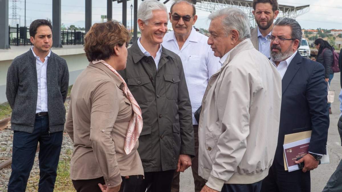 AMLO, Del Mazo y Delfina Gómez en la supervisión del Tren Suburbano