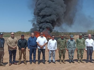 La FGR destruye narcotanques, máquinas tragamonedas y droga en Sonora