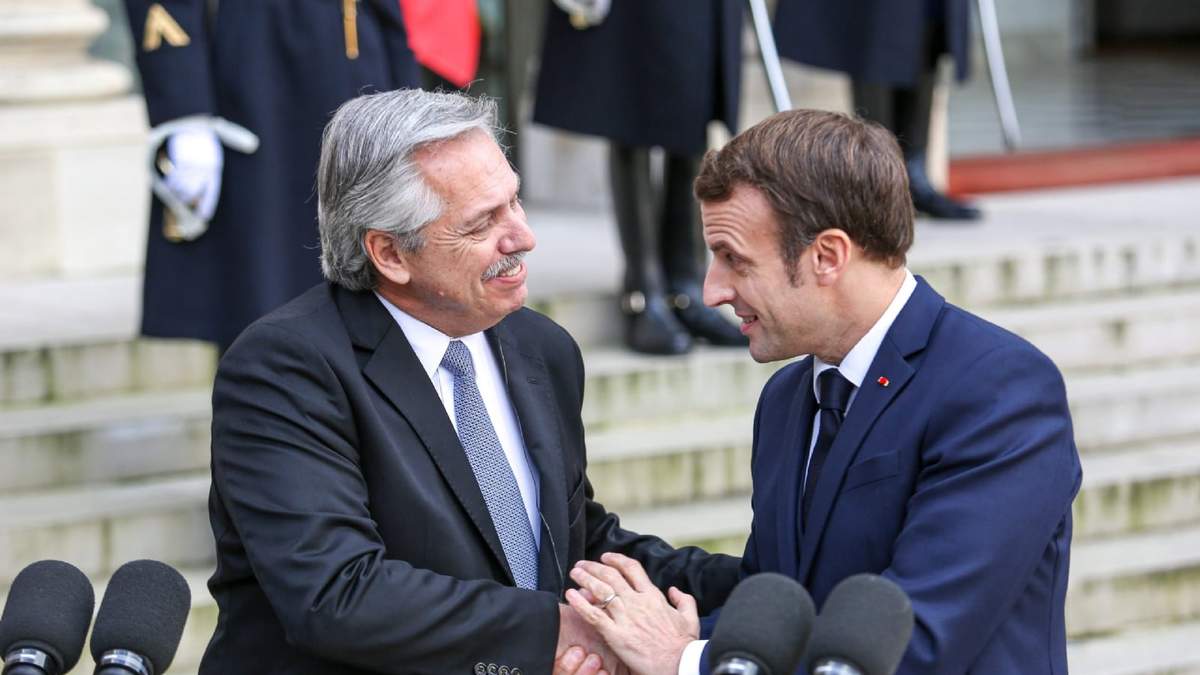Alberto Fernández y Emmanuel Macron. Fuente: (Twitter)