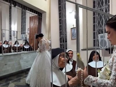 Exmonja de clausura visita su antiguo convento el día de su boda y rompe en llanto (VIDEO)