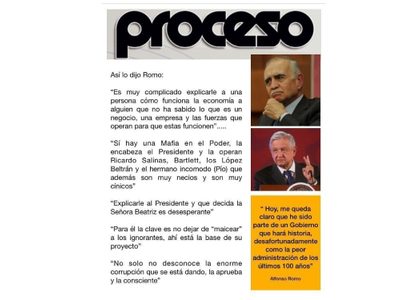 Proceso se deslinda de supuestos dichos de Alfonso Romo que circulan en redes