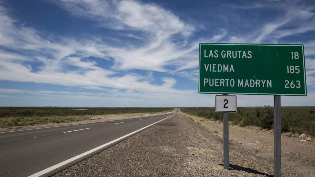 Ruta Nacional 23, tramo hacia Las Grutas. Fuente: (Twitter)