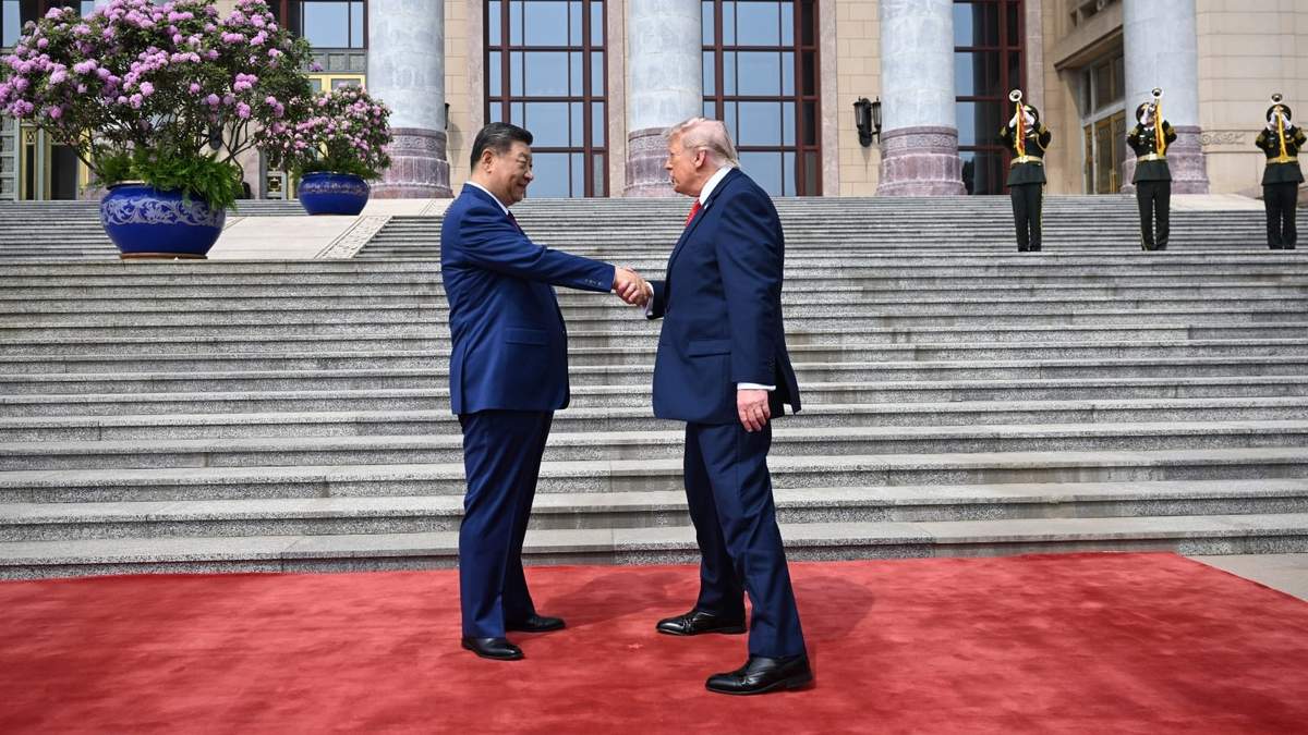 Xi Jinping recibe a Donald Trump en el Gran Salón del Pueblo de la Plaza de Tiananmén, en Pekín