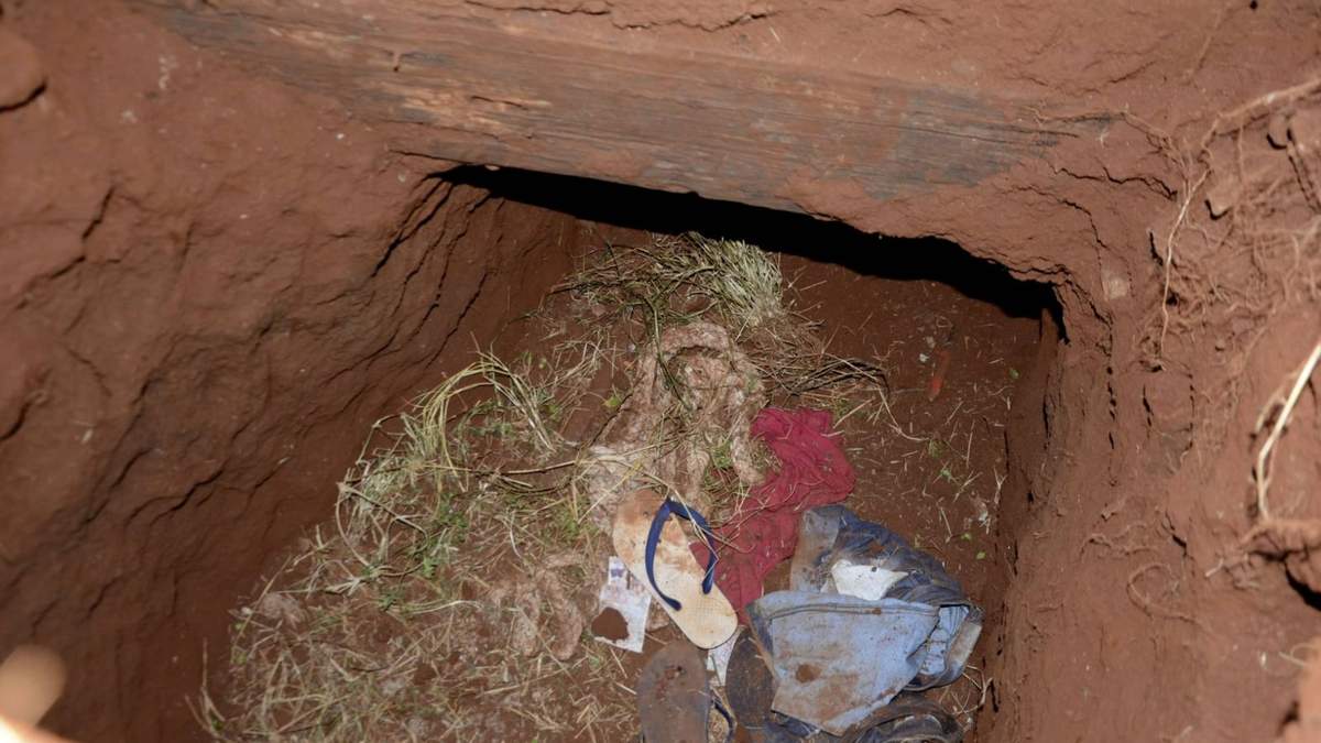 El túnel que cavaron los presos para fugarse. Fuente: (Twitter)