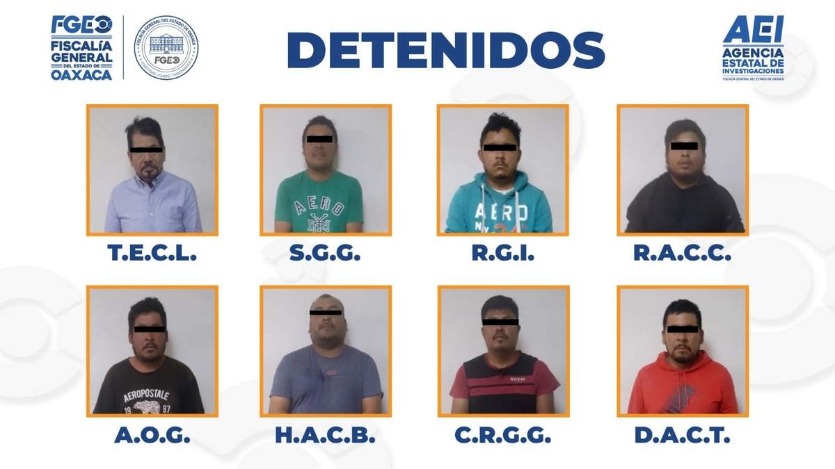 Detenidos 8 presuntos integrantes de una banda criminal en la región mixteca de Oaxaca