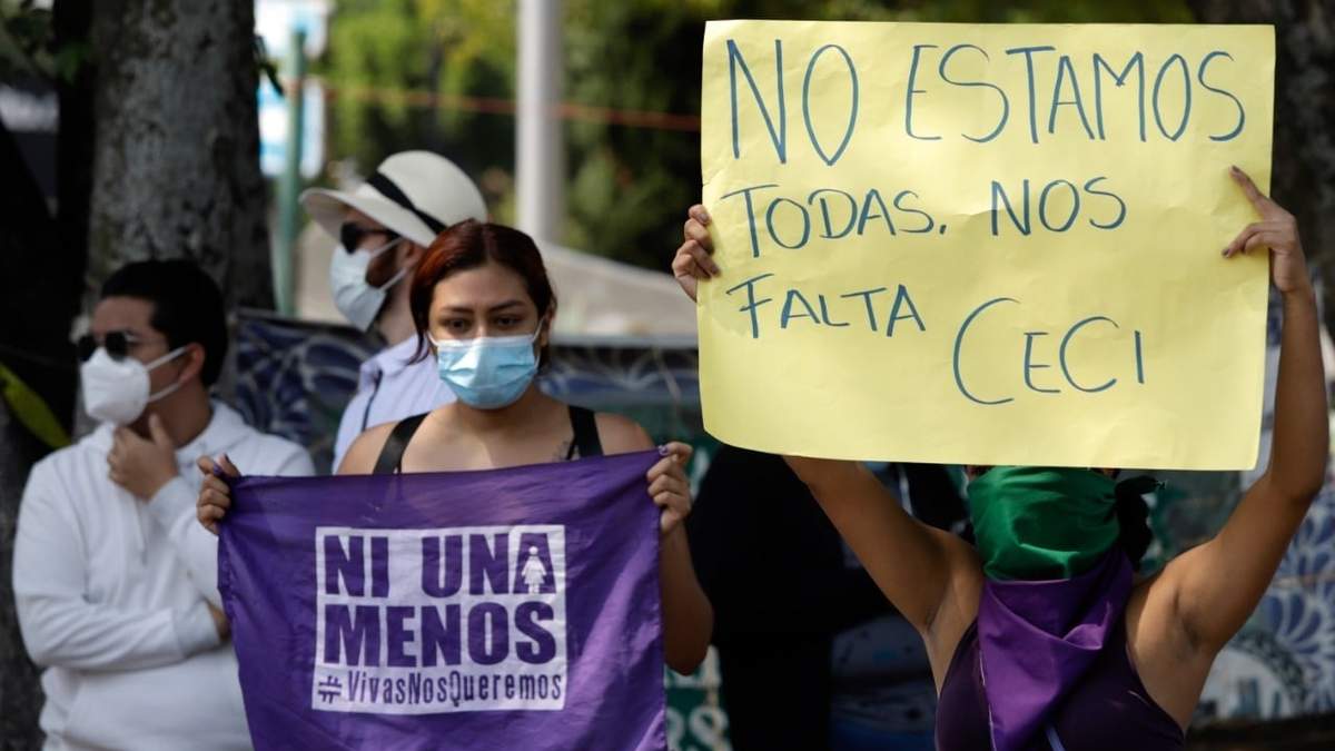 Protesta en Puebla por el asesinato de Cecilia Monzón