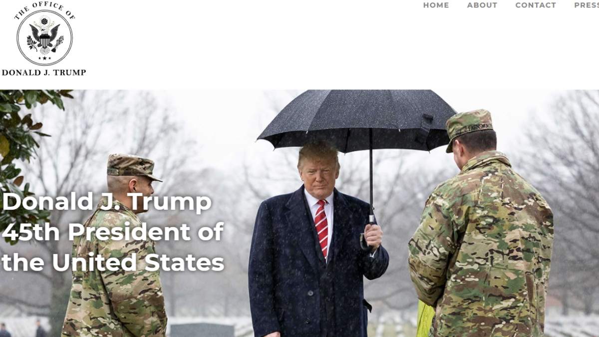 El sitio oficial de Trump es 45office.com