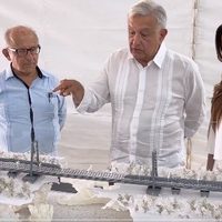 AMLO presume puente atirantado del tramo 5 del Tren Maya sobre la cueva Garra del Jaguar