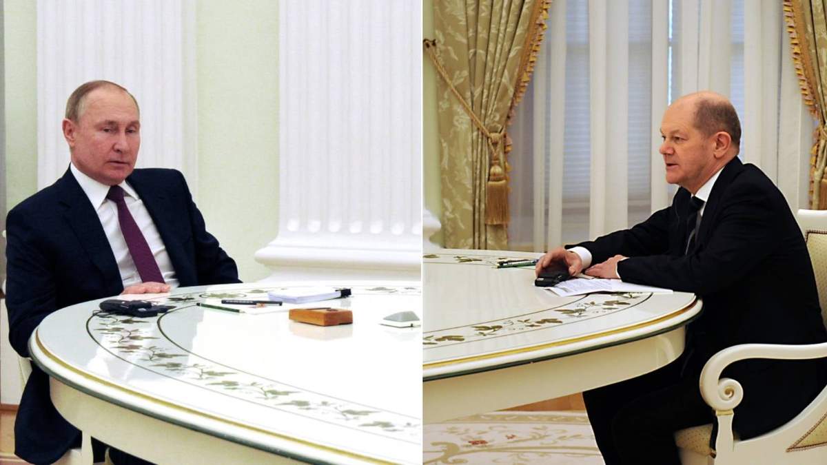 El presidente ruso Vladimir Putin y el canciller de Alemania, Olaf Scholz