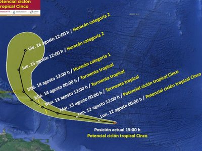 Surge el potencial ciclón tropical Cinco. ¿A qué distancia está de Cancún? ¿Cuál es su ruta?
