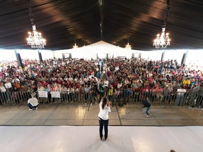 En Celaya, uno de los municipios más violentos, Sheinbaum presume experiencia contra la inseguridad