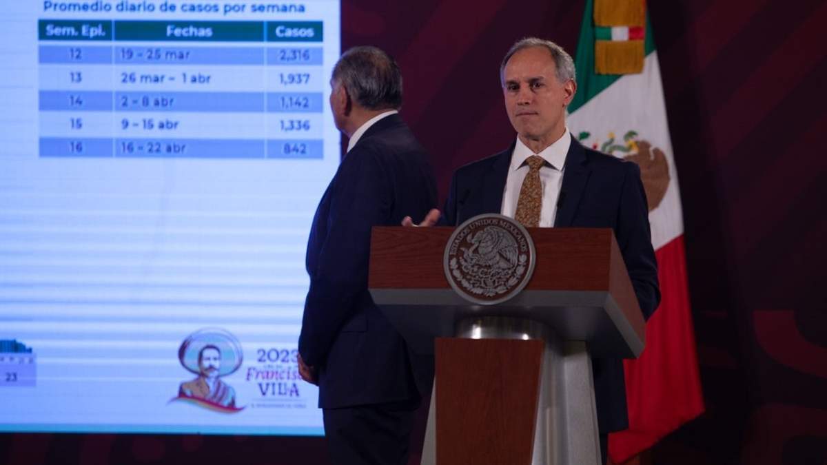 Hugo López-Gatell en la conferencia encabezada por Adán Augusto López