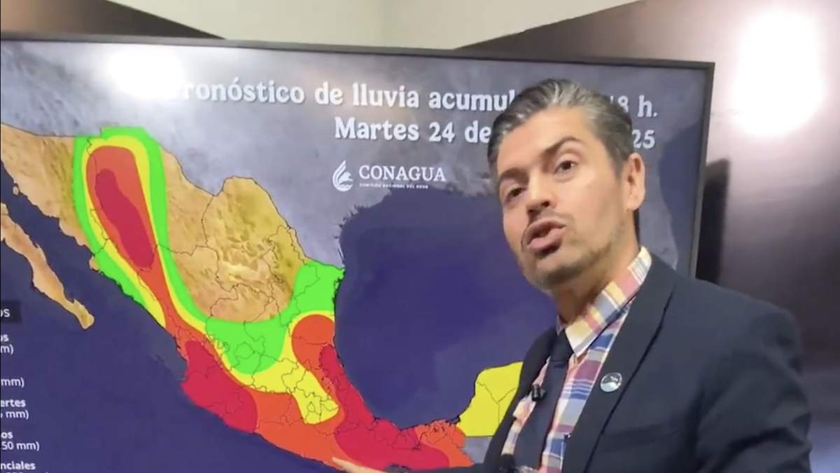 Mapa del pronóstico de lluvias para el martes 24 de junio