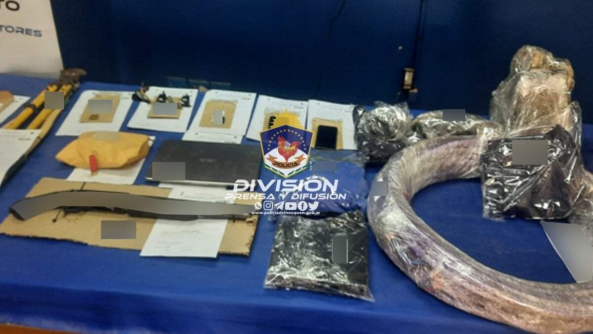 Elementos recuperados por la Policía. Fuente: (Policía de Neuquén).