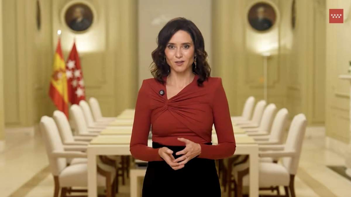 Isabel Díaz Ayuso en el mensaje por video en The Hispanic Prosperity Gala, en el club Mar-a-Lago de Florida