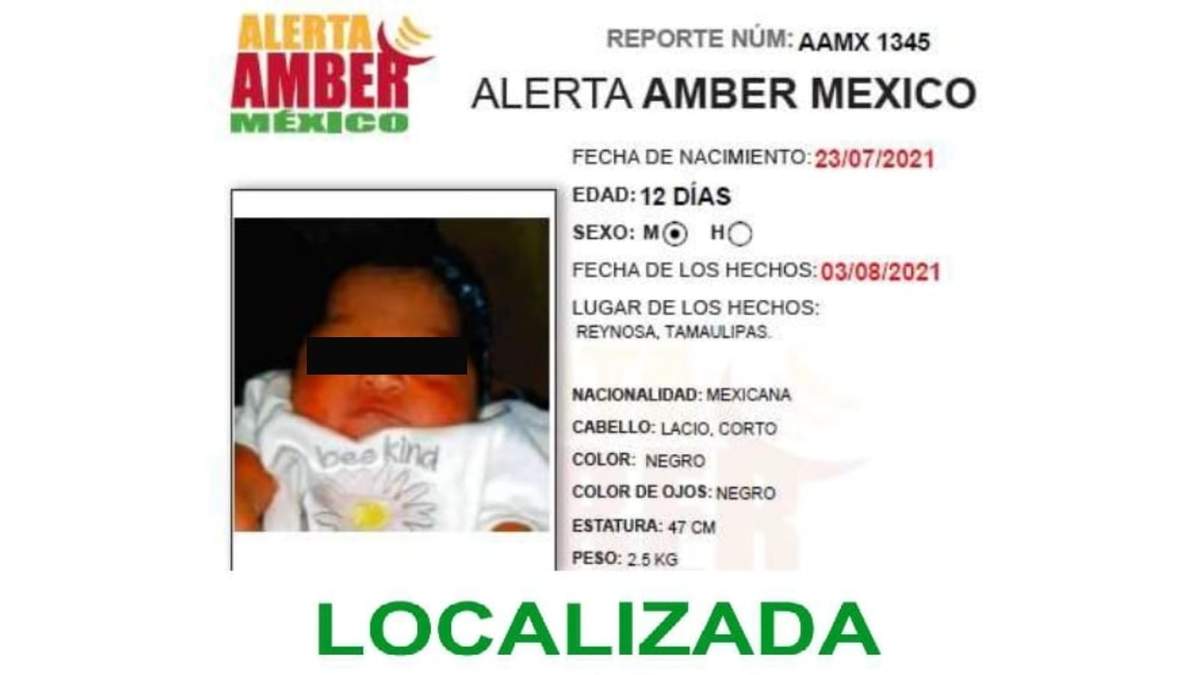 La ficha de la Alerta Amber donde se reporta el hallazgo de la recién nacida
