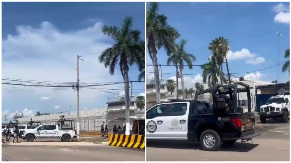 Fuerzas de seguridad en las inmediaciones del penal Aguaruto, Culiacán, tras una riña