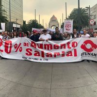 Con marcha, el STUNAM exige aumento y retabulación salarial de 20%