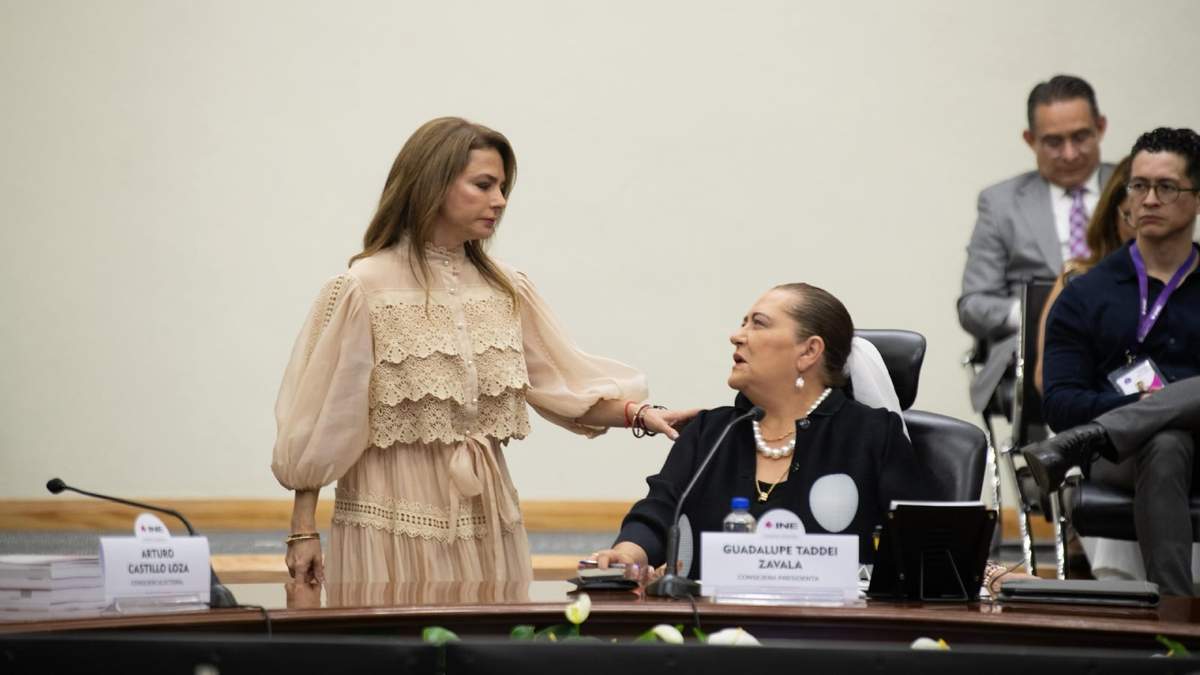 Carla Humphrey y Guadalupe Taddei, en la sesión del Consejo General del INE de este domingo