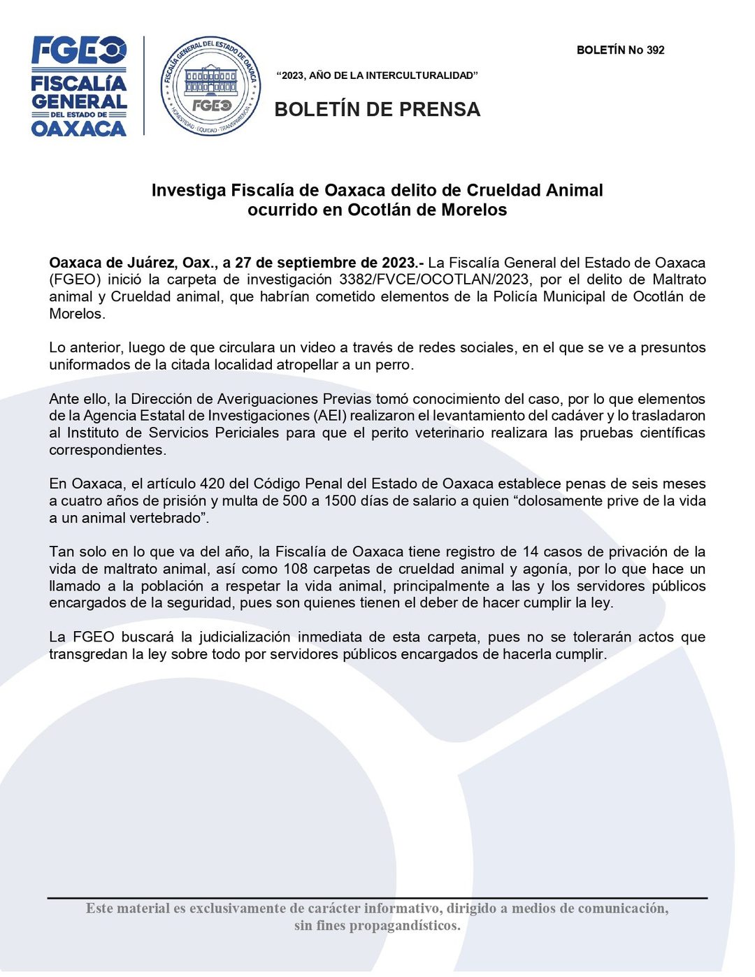Fiscalía de Oaxaca perrito