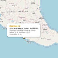 Sismo de 5.2 se registra en la Costa Grande de Guerrero