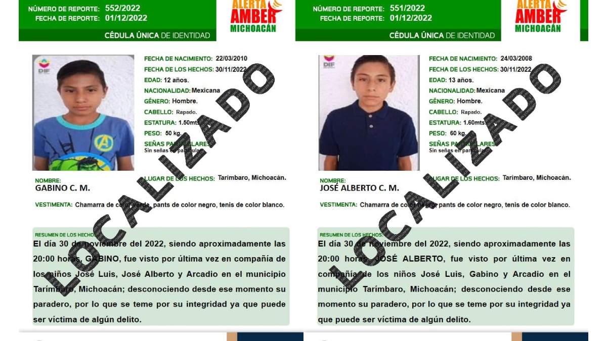 Dos de los menores buscados