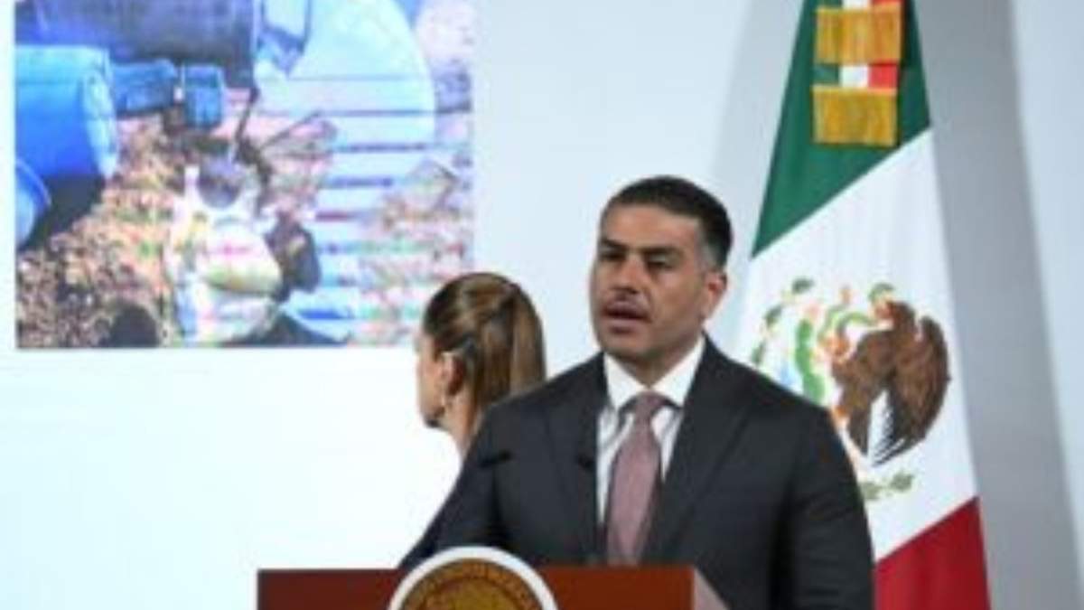 Omar García Harfuch, Secretario de Seguridad y Protección Ciudadana con Sheinbaum presentando resultados en seguridad