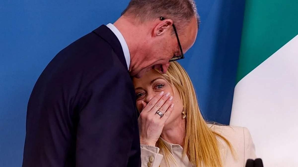 El canciller alemán Friedrich Merz y la premier italiana Georgia Meloni.