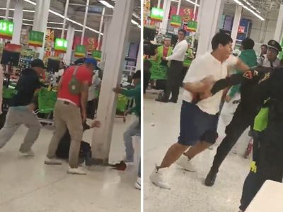 Dan golpiza a policías y guardias de seguridad privada dentro de una Bodega Aurrerá (Video)