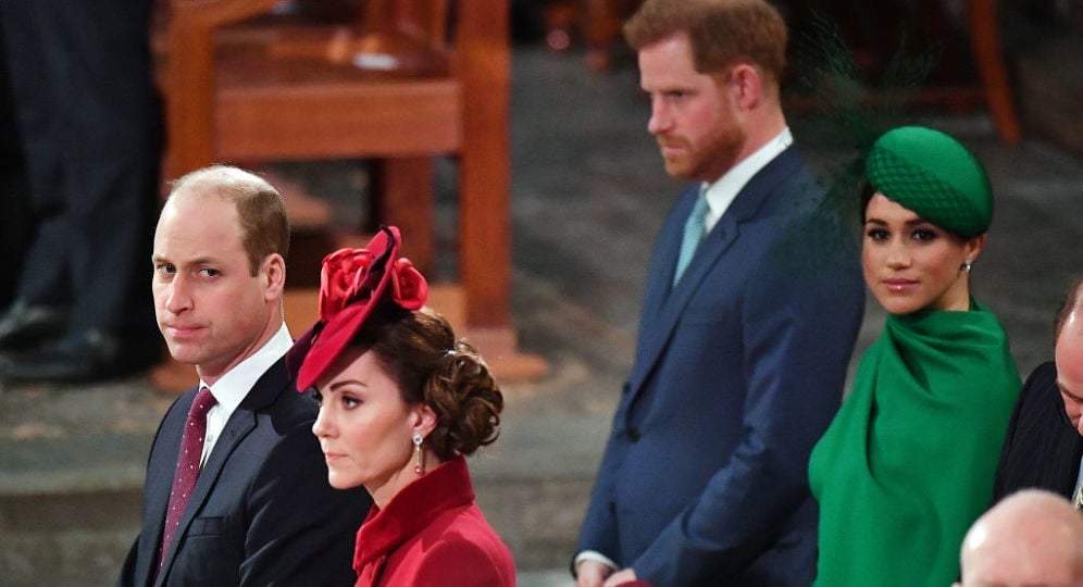 La incomodidad en sus rostros: William, Kate, Harry y Meghan. Fuente: (Instagram)