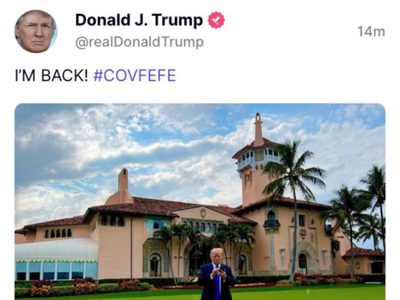 "¡Volví! #COVFEFE": así fue el regreso de Donald Trump a las redes sociales