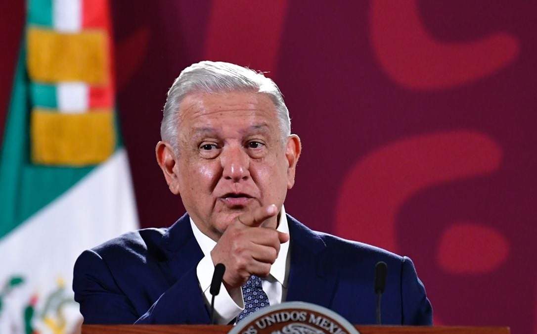El presidente durante la conferencia matutina de este martes en Palacio Nacional