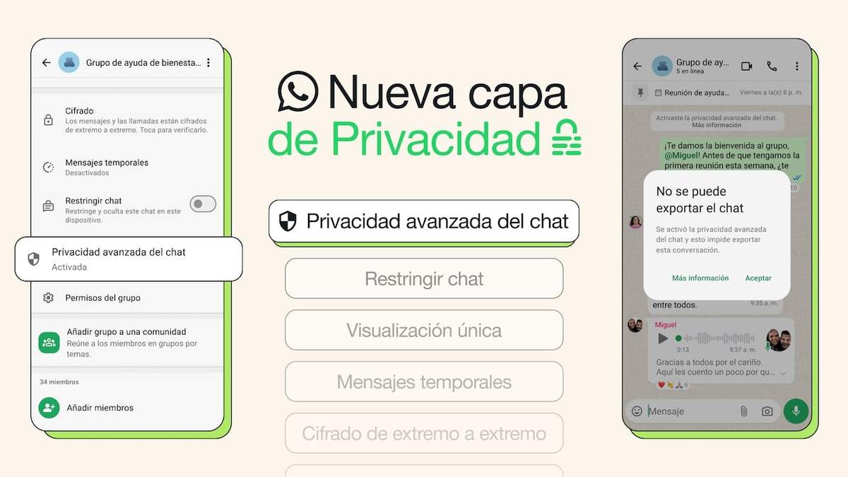 Privacidad avanzada del chat