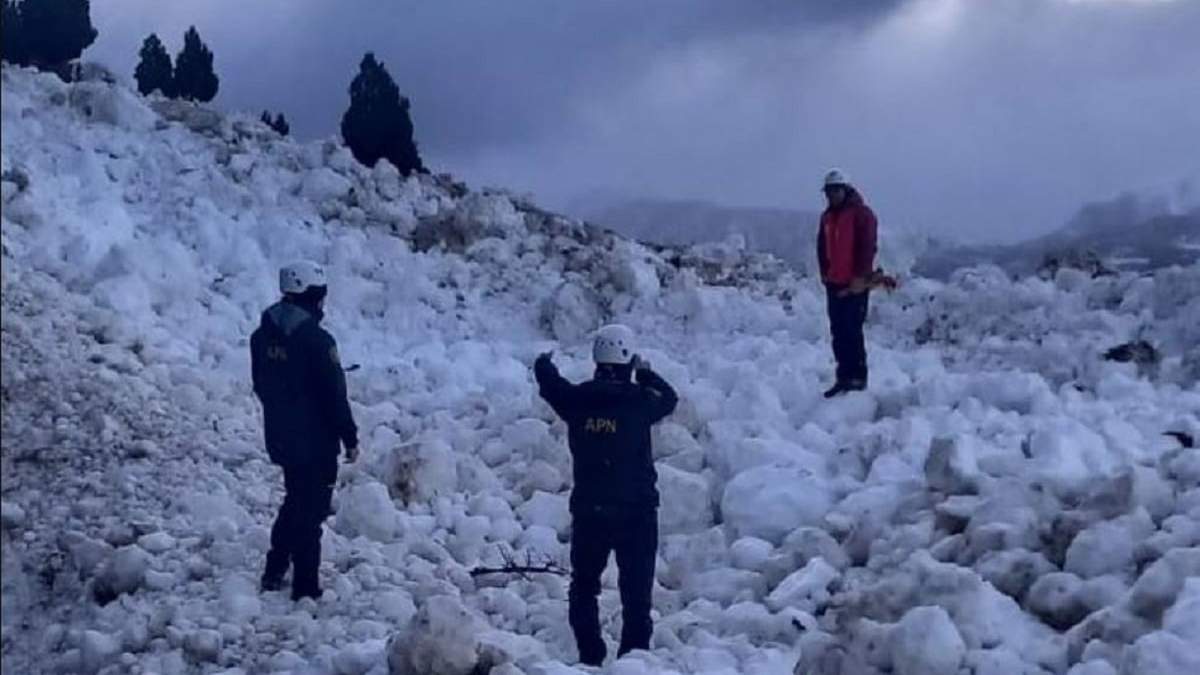 La avalancha generó un depósito de nieve de 42 metros de ancho y 7 metros de alto. Fuente: (Facebook)
