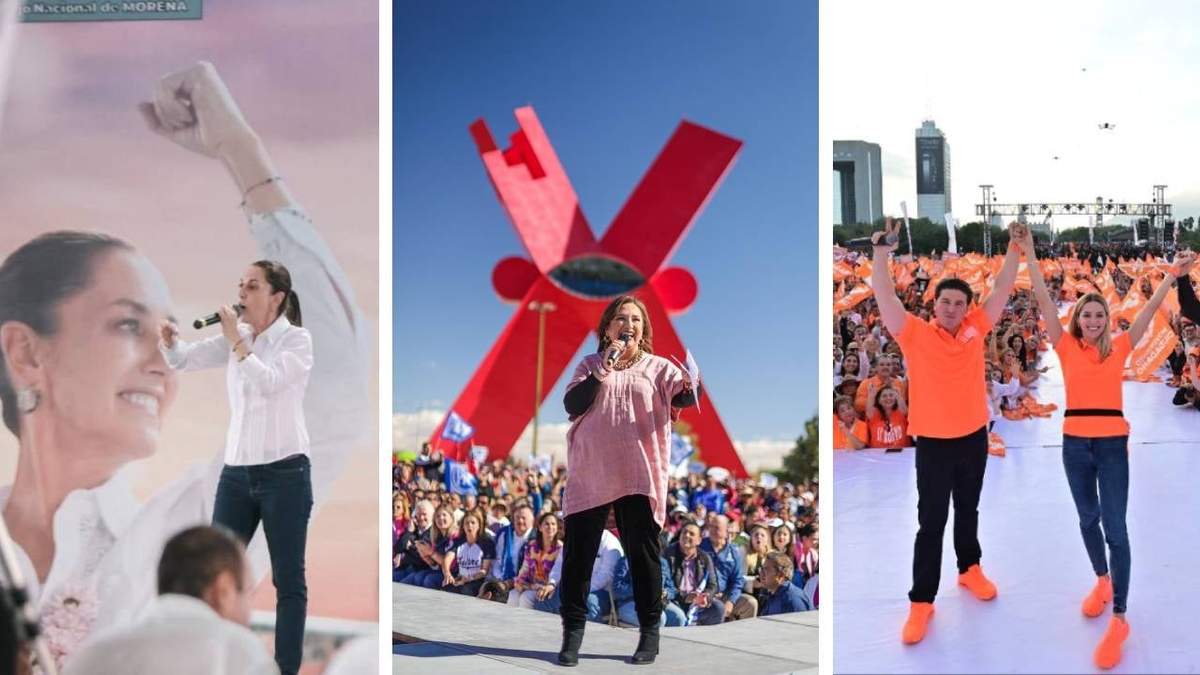 Claudia Sheinbuam, Xóchitl Gálvez y Samuel García con su esposa Mariana Rodríguez