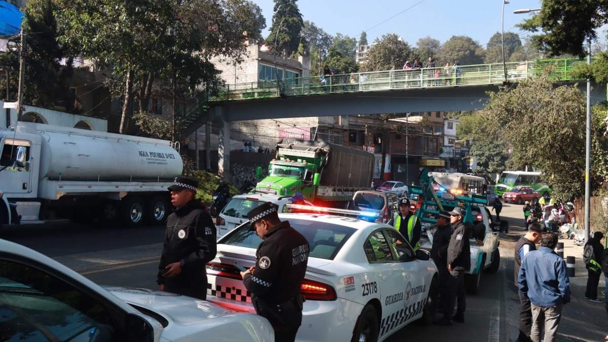 La zona del accidente en la carretera federal México-Cuernavaca
