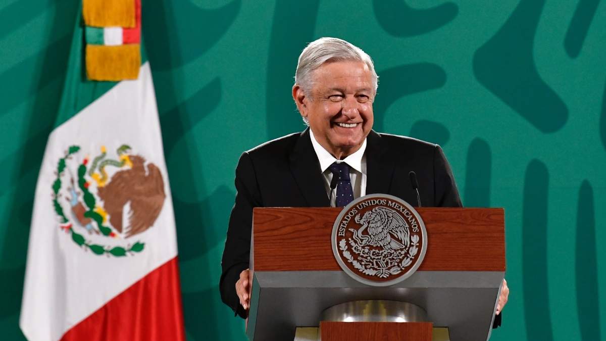 Andrés Manuel López Obrador, Presidente de México , en la conferencia mañanera en el Salón Tesorería de Palacio Nacional
