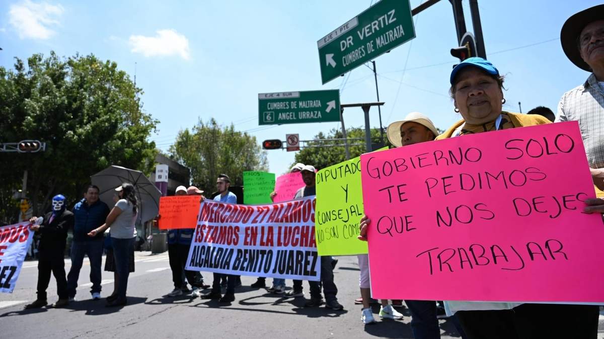 Uno de los bloqueos de locatarios de mercados de la CDMX